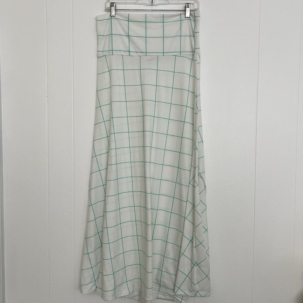 LuLaRoe Maxi Skirt  - White With Aqua Mint Green - Women's Large NWOT
